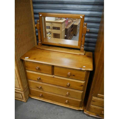 721 - PINE 2 OVER 3 CHEST OF DRAWERS