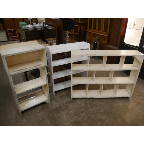 738 - 3 PAINTED SHELVING UNITS