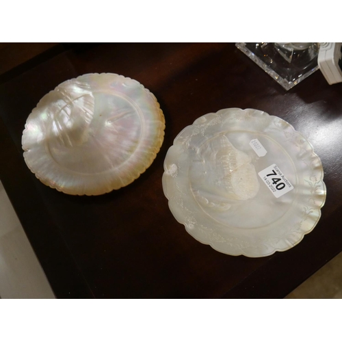 740 - 2 CARVED SHELL PLATES