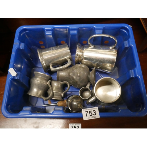 753 - LOT OF PEWTER & SILVER PLATE