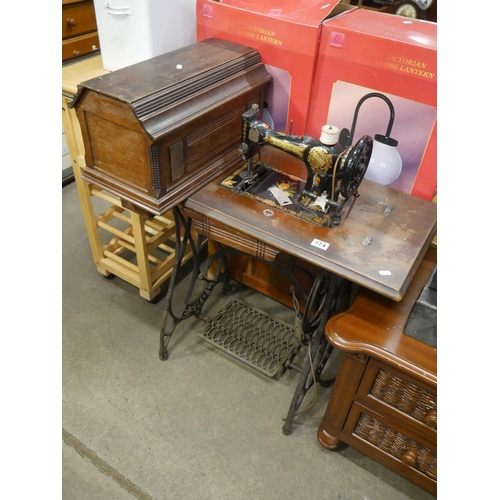 774 - JONES SEWING MACHINE & TABLE ETC