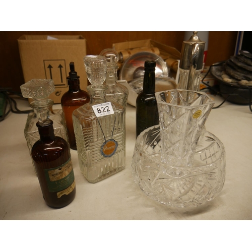 822 - LOT OF DECANTERS & CLARET JUG