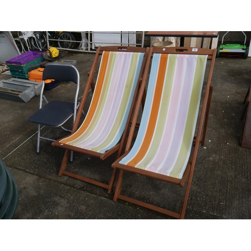 37 - 2 DECK CHAIRS & FOLDING CHAIR