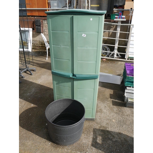 46 - PLASTIC STORAGE CUPBOARD & TREE PLANTER