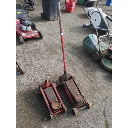 62 - 2 TROLLEY JACKS (ONLY ONE HANDLE)