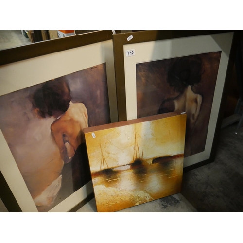 756 - 3 FRAMED PRINTS