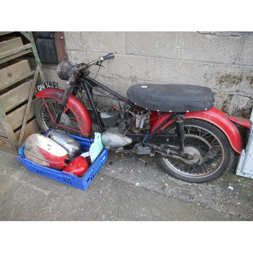 93 - BSA VINTAGE MOTORBIKE (LIGHT SCORCH DAMAGE FOR SPARES OR REPAIRS)