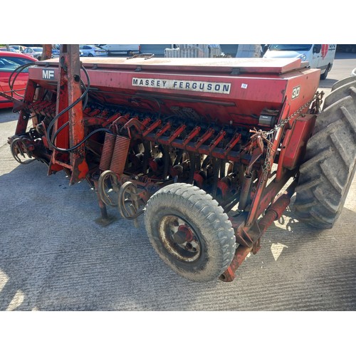 13 - MF SEED DRILL WITH TRANSPORT TRAILER (USED LAST WEEKEND)