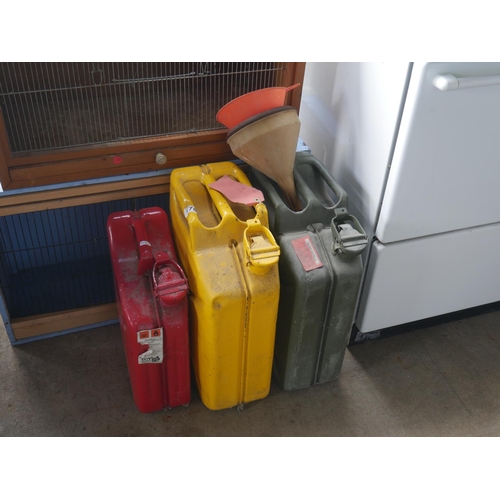 170 - 3 JERRY CANS INCLUDING PETROL