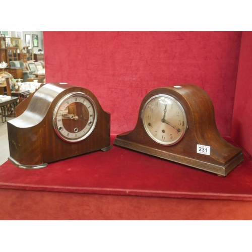 231 - 2 WESTMINSTER CHIME MANTLE CLOCKS