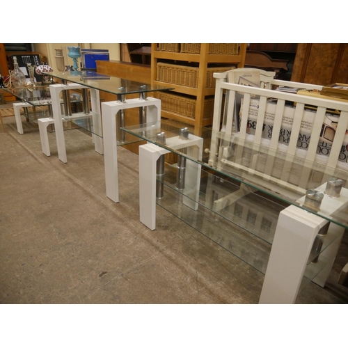 738 - 3 GLASS TOP TABLES