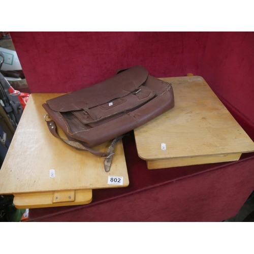 802 - OLD SATCHEL & DRAWING BOARDS