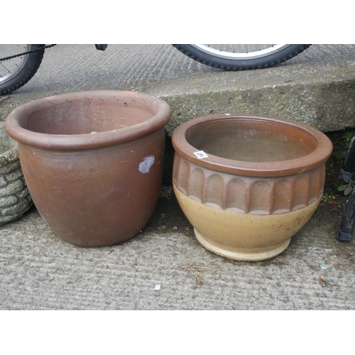 167 - 2 SALT GLAZED PLANTERS