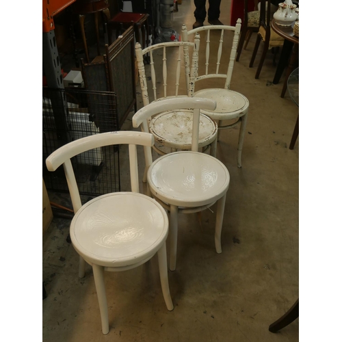 727 - 2 PAINTED BENTWOOD CHAIRS PLUS ANOTHER 2