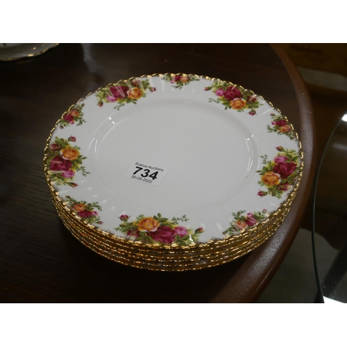 734 - 6 OLD COUNTRY ROSE DINNER PLATES