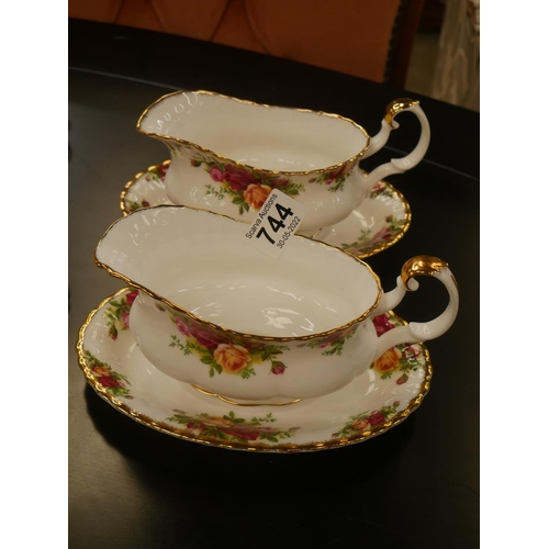 744 - 2 OLD COUNTRY ROSE GRAVY BOATS