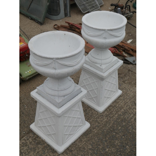 113 - PAIR OF PLANTERS ON PLINTHS