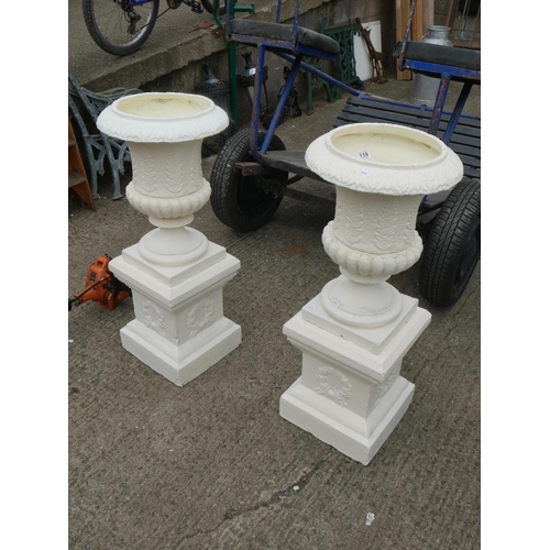 119 - PAIR OF CONCRETE 3 PIECE PLANTERS