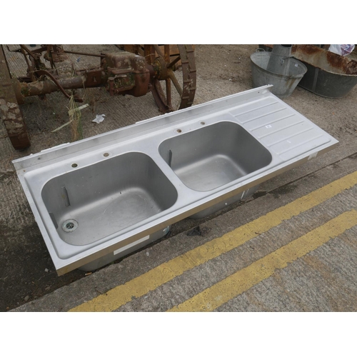 21 - LARGE DOUBLE STAINLESS STEEL SINK