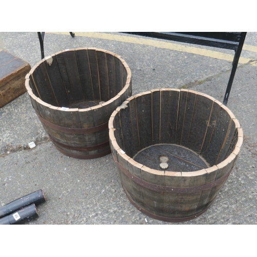 48 - 2 HALF BARREL PLANTERS