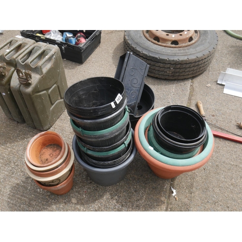 165 - LOT OF PLANTERS INCLUDING SOME TERRACOTTA