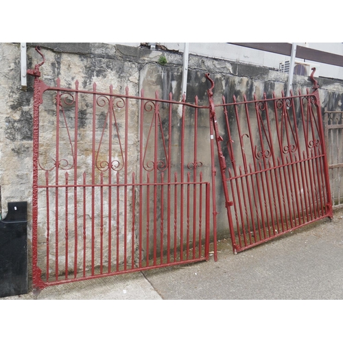 208 - PAIR OF ANTIQUE FORGE MADE ENTRANCE GATES APPROX 12 FT (SOME REPAIRS NEEDED)