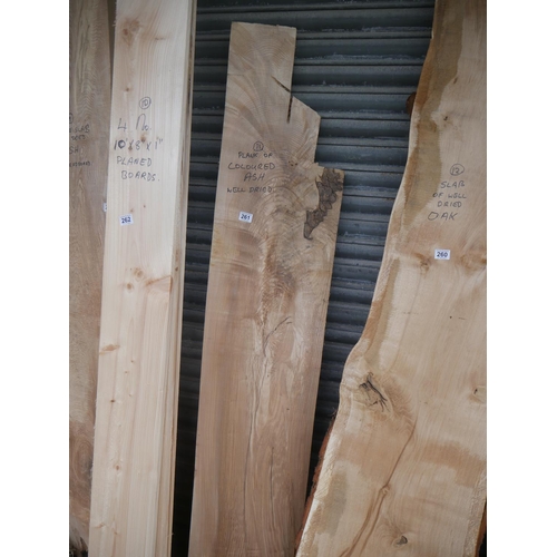 261 - PLANK OF COLOURED ASH