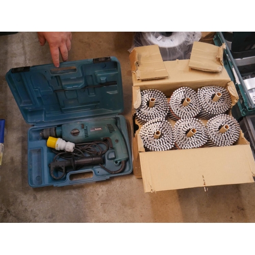 279 - MAKITA DRILL & BOX OF NAILS