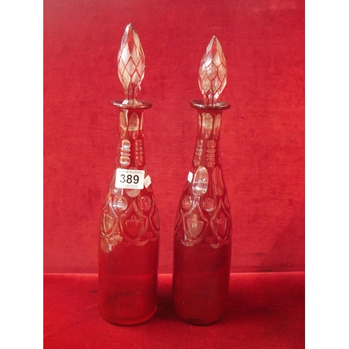 389 - PAIR OF BOHEMIAN DECANTERS