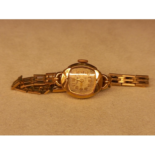 398 - 9CT LADIES WATCH - STRAP NOT GOLD