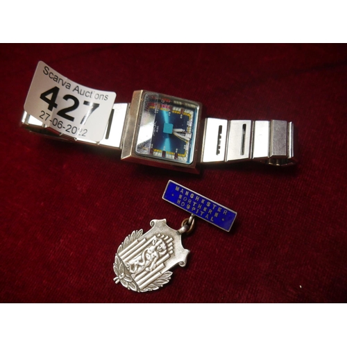 427 - VINTAGE WATCH & SILVER NURSING MEDAL