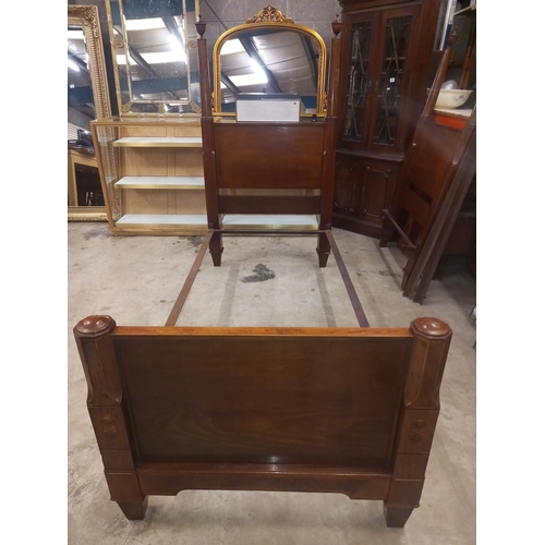 567 - PAIR OF VICTORIAN INLAID MAHOGANY BEDS