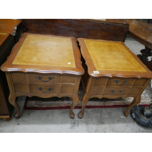 588 - PAIR OF LEATHER TOPPED SIDE TABLES