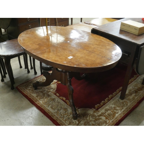 591 - VICTORIAN BURR WALNUT CENTRE POD TABLE