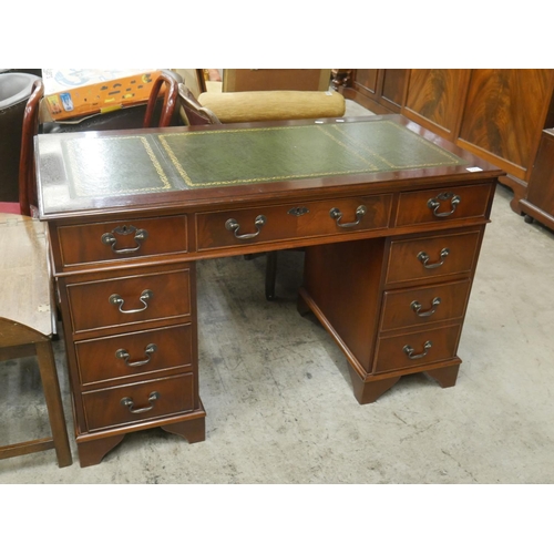 597 - LEATHER TOPPED TWIN PEDESTAL DESK