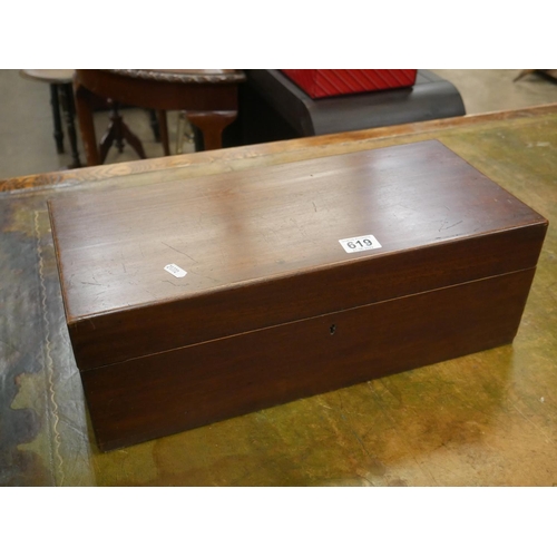 619 - MAHOGANY WRITING SLOPE