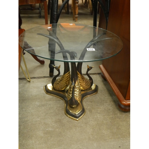 632 - DECORATIVE GLASS TOP TABLE