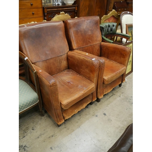 659 - PAIR OF LEATHER ARMCHAIRS