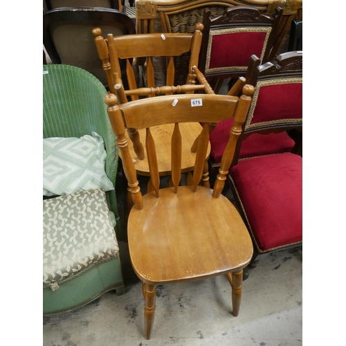 675 - 3 PINE CHAIRS