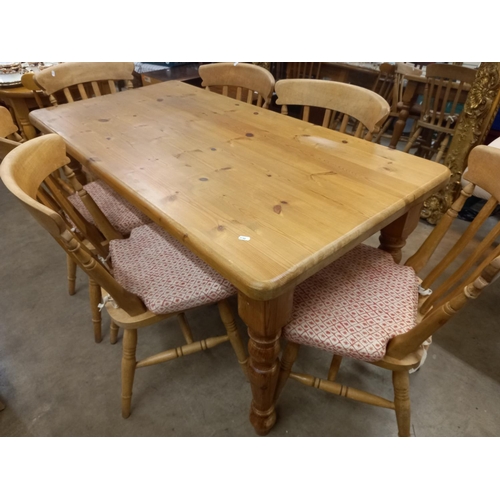 749 - PINE TABLE & 6 CHAIRS