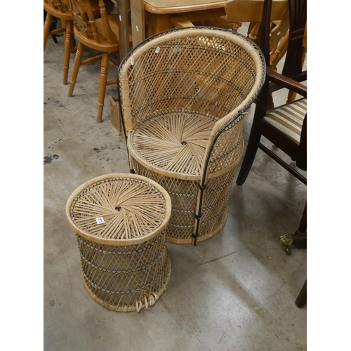 772 - WICKER CHAIR & STOOL