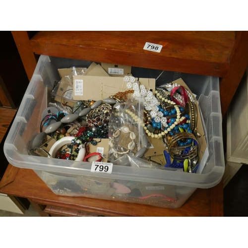 799 - BOX OF COSTUME JEWELLERY