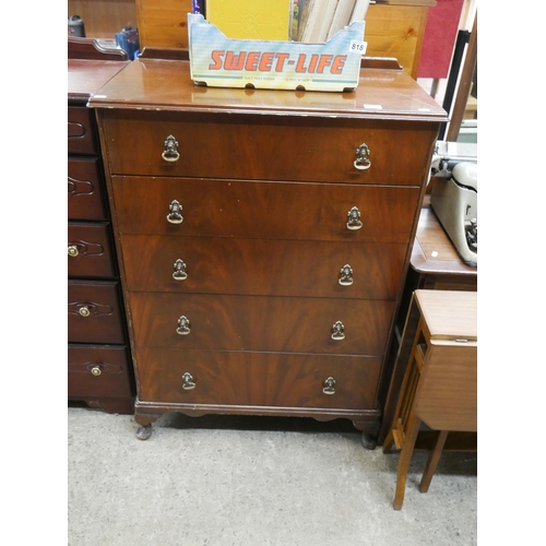 825 - MAHOGANY CHEST OF DRAWERS