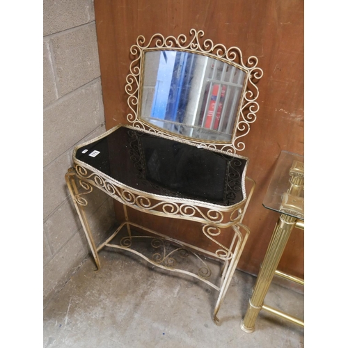 178 - METAL FRAMED TABLE & MIRROR