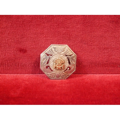 331 - SILVER WITH GOLD INSET BROOCH