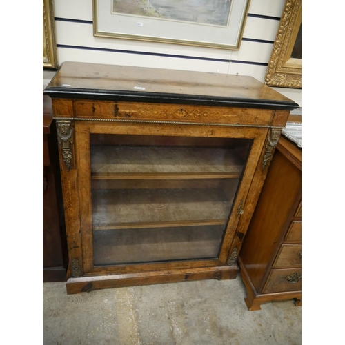 385 - BURR WALNUT INLAID DISPLAY CABINET