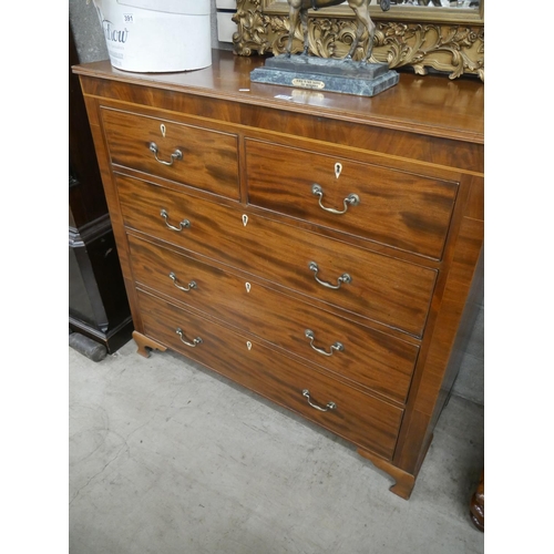 394 - GEORGIAN  MAHOGANY INLAID 2 OVER 3 CHEST OF DRAWERS