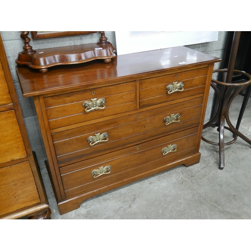 399 - VICTORIAN WALNUT 2 OVER 2 CHEST OF DRAWERS