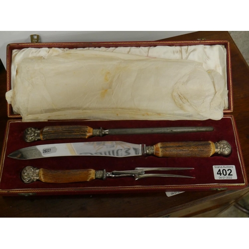 402 - BONE HANDLED CARVING SET