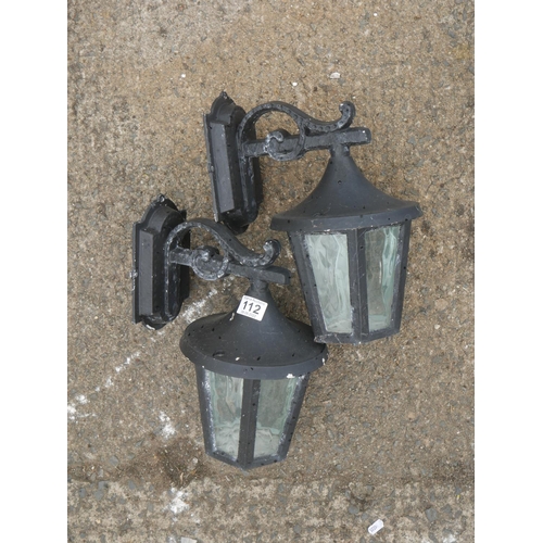 112 - PAIR OF CAST OUTDOOR LIGHTS